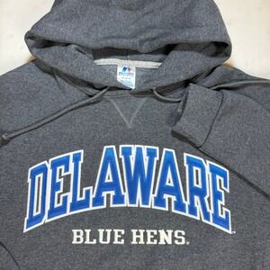 Russell Athletic Delaware Blue Hens Hoodie Mens Medium Grey Sweatshirt NCAA